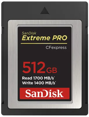 Obrázek produktu pro SanDisk SDCFE-512G-GN4NN, 512 GB, CFexpress, 1700 MB/s, 1400 MB/s, Černá