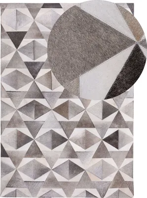 Produktbild von BELIANI Teppich Grau 140 x 200 cm aus Leder Handgefertigt Kurzhaarteppich Rechteckig Modern