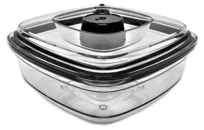 Vakuum-Lebensmittelbehälter 0,8 L, luftdicht, 16,9x16,9x7,6 cm