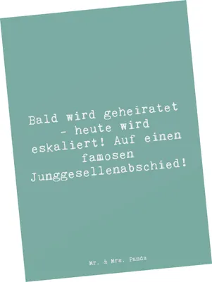 Produktbild von Mr. & Mrs. Panda Postkarte Spruch Junggesellenabschied Eskalation - Meeresbrise - Geschenk, Geschenke, Abenteuerlust, Ansichtskarte, Postkarten, Abschiedsparty, Stil