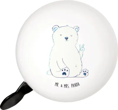 Produktbild von Mr. & Mrs. Panda klingel fahrrad Eisbär Faul - Weiß - Geschenk, Bär, glocke, Arbeit, Fahrradklingel, Homeoffice, Fahrrad-Klingel, Büro, Teddy, Bürojob, Für