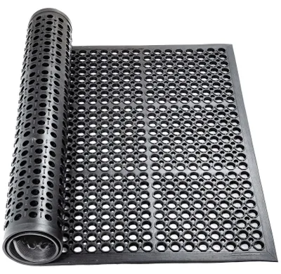 Produktbild von Fußmatte Türvorleger Schmurzfangmatte Ringgummimatte 90x150cm Perforiert Schwarz Robust Wasserabweisend