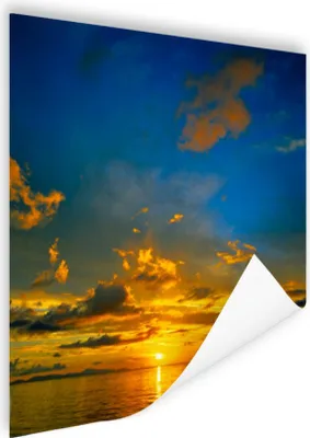 Produktbild von MuchoWow® Poster Oranger Sonnenuntergang mit blauem Himmel 75x75 cm - Wand Dekoration