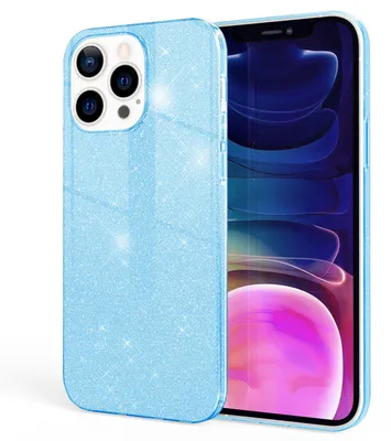 Immagine prodotto di NALIA Robusta custodia glitterata per iPhone 13 Pro Max, antiurto Custodia glitterata rinforzata in silicone Blu