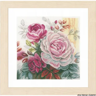 Produktbild von Lanarte PN-0165376 Pinke Rose Kreuzstichpackung