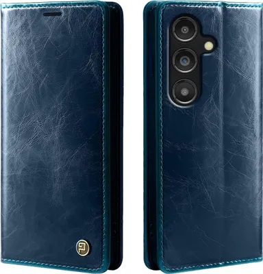 Produktbild von Handyhülle für Samsung Galaxy S25 FE Kunstleder Flip Vintage Cover Hülle RFID Schutz Case Kartenfach Farbe: Blau