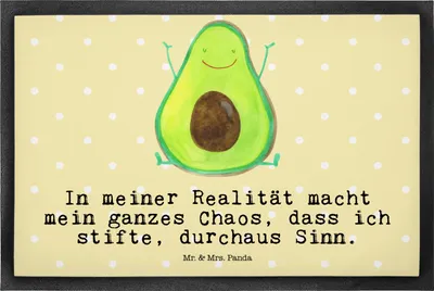 Produktbild von Mr. & Mrs. Panda Schmutzmatte Avocado Glücklich 50 x 75 cm - Gelb Pastell - Geschenk, Türmatte, fußmatte, Fussmatte, Schmutzfangmatte, Chaos, bodenmatte, Freude