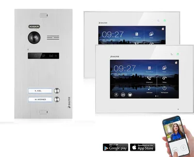 Produktbild von WLAN Video Türsprechanlage BALTER EVO 2-Draht BUS Komplettsystem für 2-Familienhaus Weiß-Silber