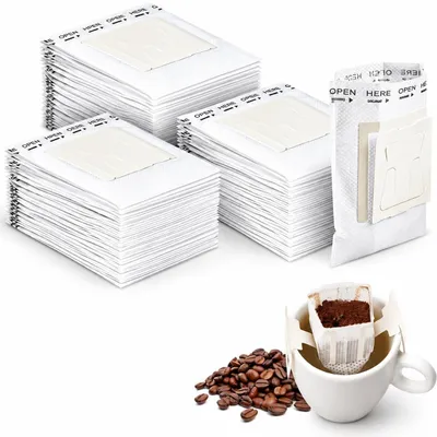 Productafbeelding van Drip Coffee Bag: Wegwerp koffiefilter - Draagbaar hangfilter van papier - Geschikt voor koffie en thee - 80 stuks - 7,4x9 cm