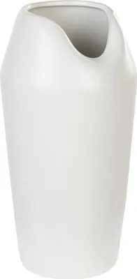 Produktbild von BELIANI Vase Weiß Steinzeug 33 cm Hoch Schlank Rund mit Breiter Öffnung Unregelmässige Form Modern Wohnartikel Dekovase Tischdeko Accessoires