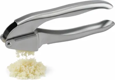 Produktbild von FMprofessional Edelstahl Knoblauchpresse Professionelle Qualität und Langlebigkeit für deine Küche, spülmaschinengeeignet, ergonomisch geformter Griff