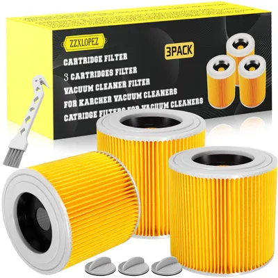 3 Patronenfilter für Kärcher Staubsauger, kompatibel mit WD3/WD2/WD1