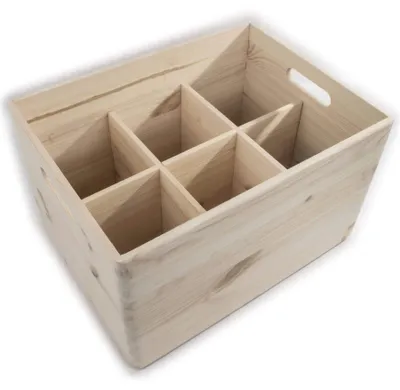 Produktbild von Holz Aufbewahrungsbox, 6 Fächer, stapelbar, 50x30x25 cm, für Spielzeug und Werkzeug