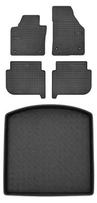 Zdjęcie produktu dla Dywaniki gumowe + mata bagażnika do Volkswagen Touran I 2010-2015 (standardowy bagażnik) – czarne, dopasowane – Wielganizator SolidPRO