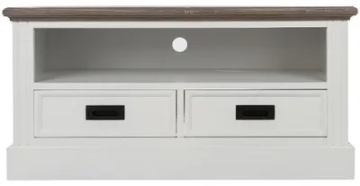 Produktbild von Casa Padrino Landhausstil Fernsehschrank Weiß / Braun 99 x 40 x H. 51 cm - Handgefertigter Wohnzimmer TV Schrank im Landhausstil