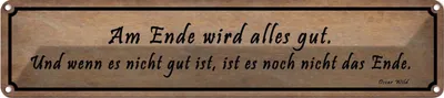 Produktbild von vianmo Blechschild 10x46 cm Am Ende wird alles gut und wenn Spruch Zitat