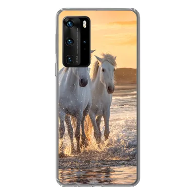 Produktbild von MuchoWow® Handyhülle Schutzhülle Hülle für Huawei P40 Pro Pferde - Wasser - Strand - Tiere Silikon Softcase Handy Hülle - Schutz