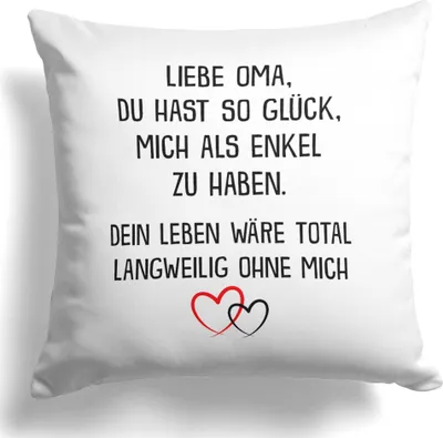Produktbild von 22Feels Oma Geschenk von Enkel Geburtstag Weihnachten Rente Frauen Kissen Deko Grossmutter Wohnaccessoires Spruch Wohnzimmer Schlafzimmer Couch