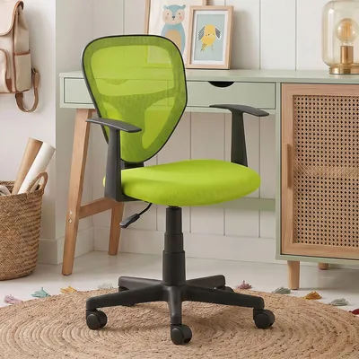 Produktbild von Schreibtischstuhl Kinder STUDIO ergonomisch, Grün - Kinderschreibtischstuhl für Kinderzimmer, drehbar und höhenverstellbar mit Armlehnen, atmungsaktiver Meshbezug [max. Belastbarkeit 100 kg]
