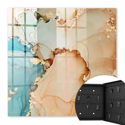 Produktbild von Metall Schlüsselkasten 30 x 30 cm - schwarzer Schlüsselschrank zur Wandmontage - wandhängende Schlüsselbox mit Tür - rechts öffnend - Schlüsselaufbewahrung für Flur - Büro - Arbeitszimmer - Werkstatt - Garage - Abstrakte Eleganz