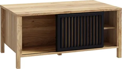 Produktbild von Couchtisch >Jecho< in Mauvella Eiche / Schwarz - 105,5x49,9x65,2cm (BxHxT)
