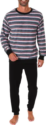 Immagine prodotto di Pigiama lungo da uomo in spugna, pigiama con motivo a righe sottili - anche in versione plus size ; rosso , 48
