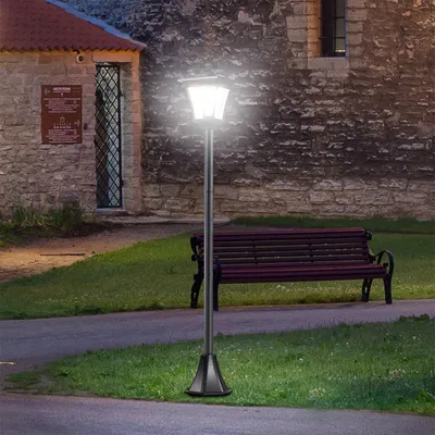 Produktbild von LED Solar Gartenlaterne mit Lichtsensor 30 Lumen Erdspieß Stehleuchte Solarlampe für Garten Balkon 18x18x160cm Schwarz