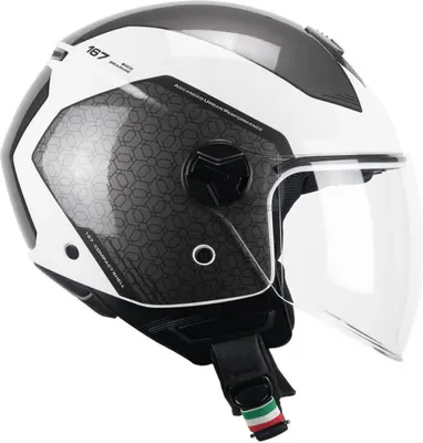 Zdjęcie produktu dla Kask Jet CGM 167L FLO Bico Glossy White Grey Długi daszek Rozmiar S