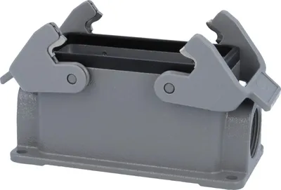 Produktbild von HARTING Han 16B Sockelgehäuse niedrig, 1xM25 seitlicher Kabelabgang, mit 2 Querbügeln Verschraubung M25 Klemmbereich