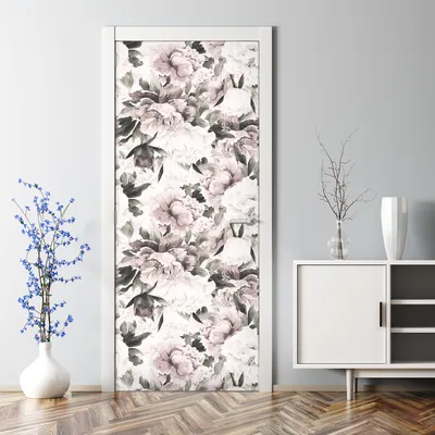 Produktbild von Dekorative Türposter Klebefolie selbstklebend Wandaufkleber Blumen Pfingstrosen 85 x 200 cm