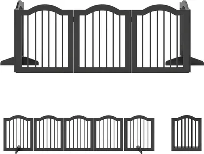 Produktbild von Freistehendes Hundegitter, faltbar, 5 Paneele, Schwarz, 261,5 x 29,5 x 61 cm