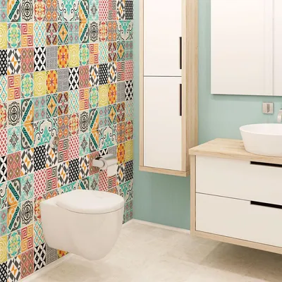 Image de Autocollants pour carrelage pour la cuisine et la salle de bain – 24 autocollants Tina Azulejos – 24 autocollants de 15 x 15 cm