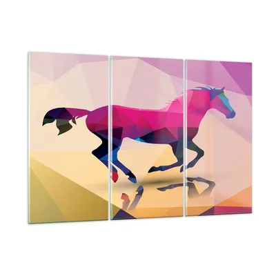 Produktbild von Bilder auf glas - Pferd Tiere Geometrie Diamant - 105x70cm - Glasbilder - Wandbilder - Kunstdruck - zum Aufhängen bereit - Wanddekoration aus Glas - Glas Bilder - Wandbild auf Glas - GCE105x70-2803