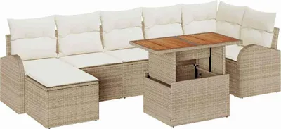 An outdoor sofa set with a lift-top coffee table.