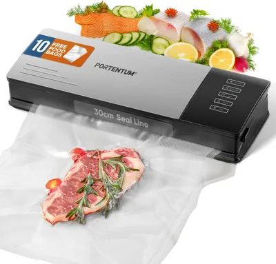 Vakuumierer für Lebensmittel, 10 Beutel, Edelstahl, 110 W, schwarz