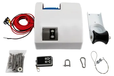 Produktbild von Elektrische Ankerwinde - Boots-Winde 12V - 20 kg Zugkraft - Fernbedienung - für Marineeinsatz - weiß