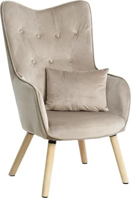 Produktbild von Fernsehsessel Relaxsessel Sessel mit Kissen Stoff Polsterstuhl Beige/Grau Samt