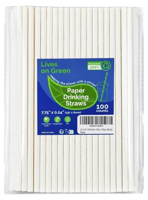 Zdjęcie produktu dla Słomki papierowe, 19,7 cm, bezbarwne, białe, 100 sztuk