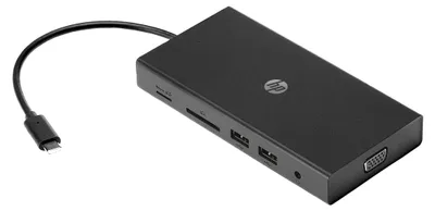 Zdjęcie produktu dla HP Koncentrator USB-C Travel Multi Port, Przewodowa, USB 2.0, 10,100,1000 Mbit/s, Czarny, MicroSD (TransFlash), SD, Chiny