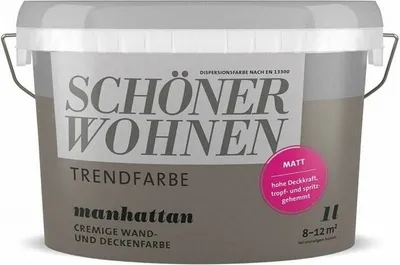 Produktbild von Wandfarbe Trendfarbe Manhattan grau innen matt Schöner Wohnen 1 L