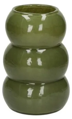 Produktbild von Pomax Orbit Vase aus Glas, Olivgrün, Ø 13,5 x H 20 cm