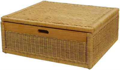 Zdjęcie produktu dla KRINES HOME Duża szuflada pod łóżko z rattanu 64x58x24cm / skrzynia pod łóżko z pokrywą, kosz do przechowywania ubrań (miodowy)