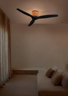 Produktbild von CREATE - WIND CALM CUSTOM RATTAN - Leiser Deckenventilator 40W Ø132 cm 100% Holz mit LED-Licht an Gehäuse und Lampe