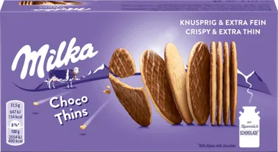 Produktbild von Milka Choco Thins Choco Biscuits Kekse Alpenmilch Schokolade 151g