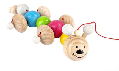 Produktbild von Holzspielzeug Nachziehtier Raupe bunt BxHxT 11x5x27cm NEU