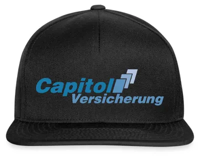Produktbild von Spreadshirt Stromberg Logo Capitol Versicherung Snapback Cap, One size, Schwarz/Schwarz