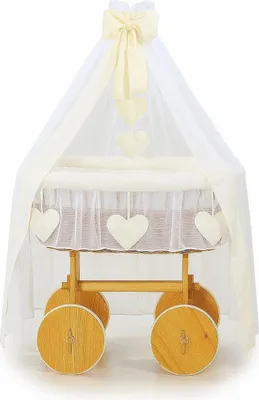 Obrázek produktu pro MY SWEET BABY Dětská postýlka z přírodních vláken Krémová s baldachýnem a dřevěným podstavcem