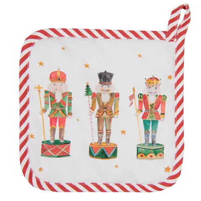 Produktbild von Clayre & Eef Topflappen 20x20 cm Weiß Rot Baumwolle Nussknacker