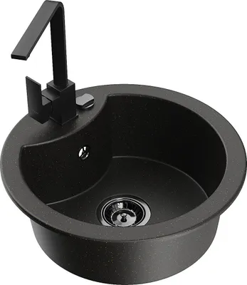 Image de Diego évier en granit 1 bac avec mitigeur Rita, noir/or métallique (6512-75-670300-70-B)