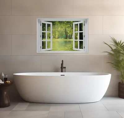 Produktbild von Wallario wasserfestes Poster selbstklebend 91,50 x 61 cm, Idyllischer See im Wald bei Sonnenschein, Badezimmerposter Spritzschutz mit Hochglanzoberfläche in Glasoptik